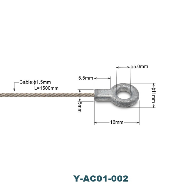 1.5mm Stainless Steel Wire with Eye Bolt Die Cast Wire Rope Assembly