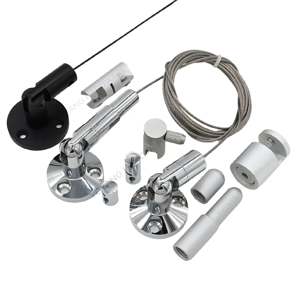 Zinc Alloy Wall Cable Gripper with Steel Cable Suspension Kit Wire Art Display System