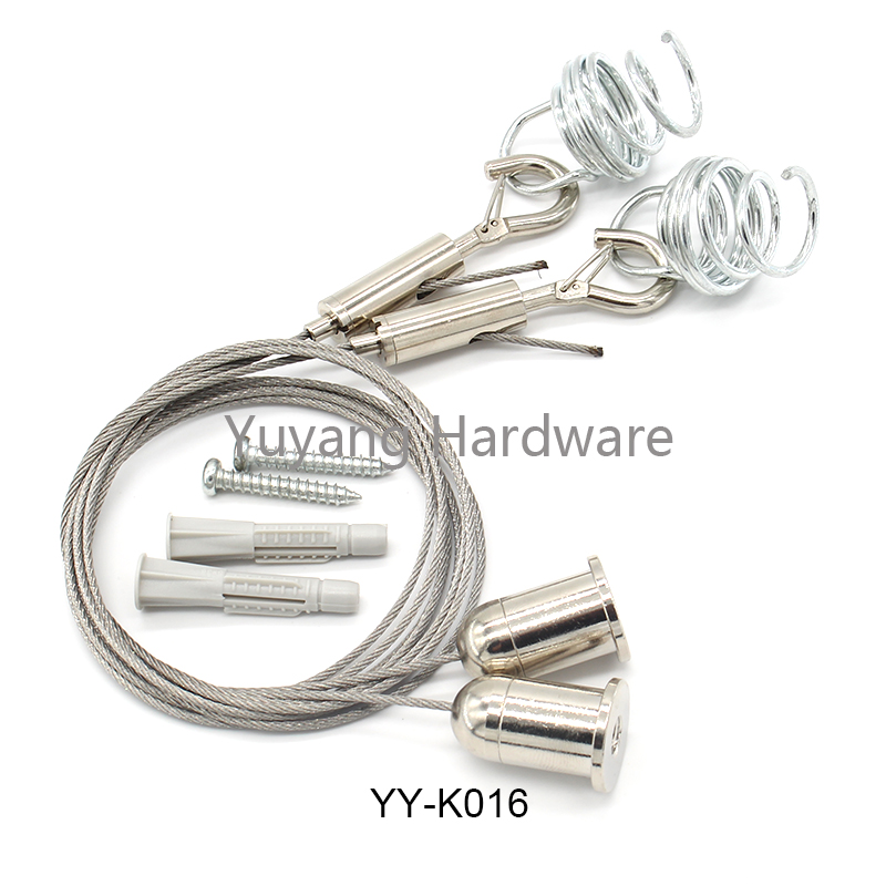 YY-K016 Custom high quality lighting hardware fitting ceiling suspension hanging kit with spring hook quick and easy fastening adjuster cable gripper