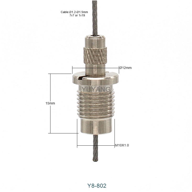 M10 Thread Bottom-Exit Cable Gripper for Lighting Hanging Fixtures