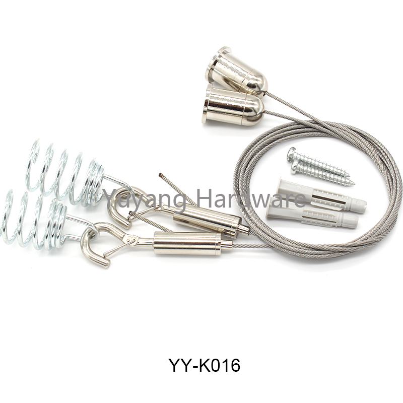 YY-K016 Custom high quality lighting hardware fitting ceiling suspension hanging kit with spring hook quick and easy fastening adjuster cable gripper