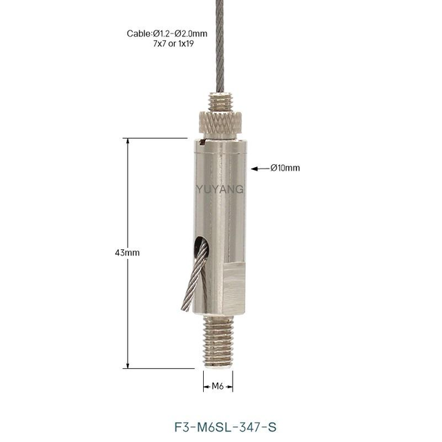 Lighting Fixture Hanger Stainless Steel Wire Rope Side Exit Cable Gripper with Cable Lock
