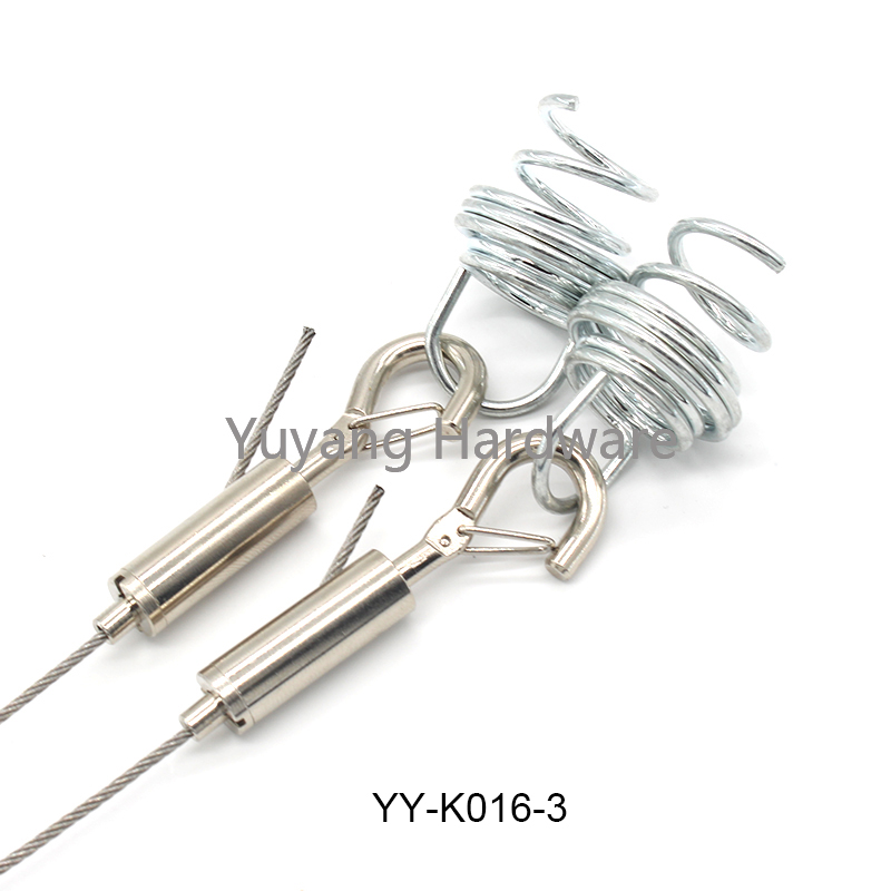 YY-K016 Custom high quality lighting hardware fitting ceiling suspension hanging kit with spring hook quick and easy fastening adjuster cable gripper