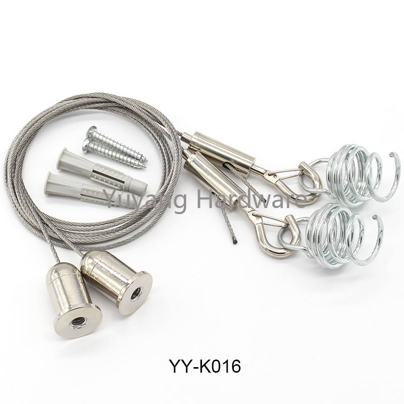 YY-K016 Custom high quality lighting hardware fitting ceiling suspension hanging kit with spring hook quick and easy fastening adjuster cable gripper