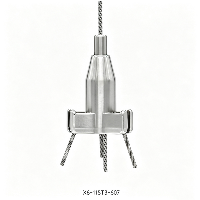Triple Outlet Wire Rope Cable Gripper Tool-Free Height Adjustment Hardware for Commercial Lighting Hanging System