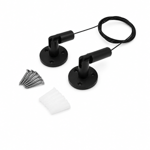Black Wine Rack Cable Suspension Kit Adjustable Wire Rope Hanging Hardware Set for Floating Wine Display Shelf Complete Mounting Accessories with Screws & Wall Anchors