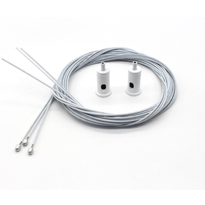 White PVC Coated Steel Wire Rope Suspension Kit Adjustable Cable Hanging Kit with End Stopper & Gripper for LED Light