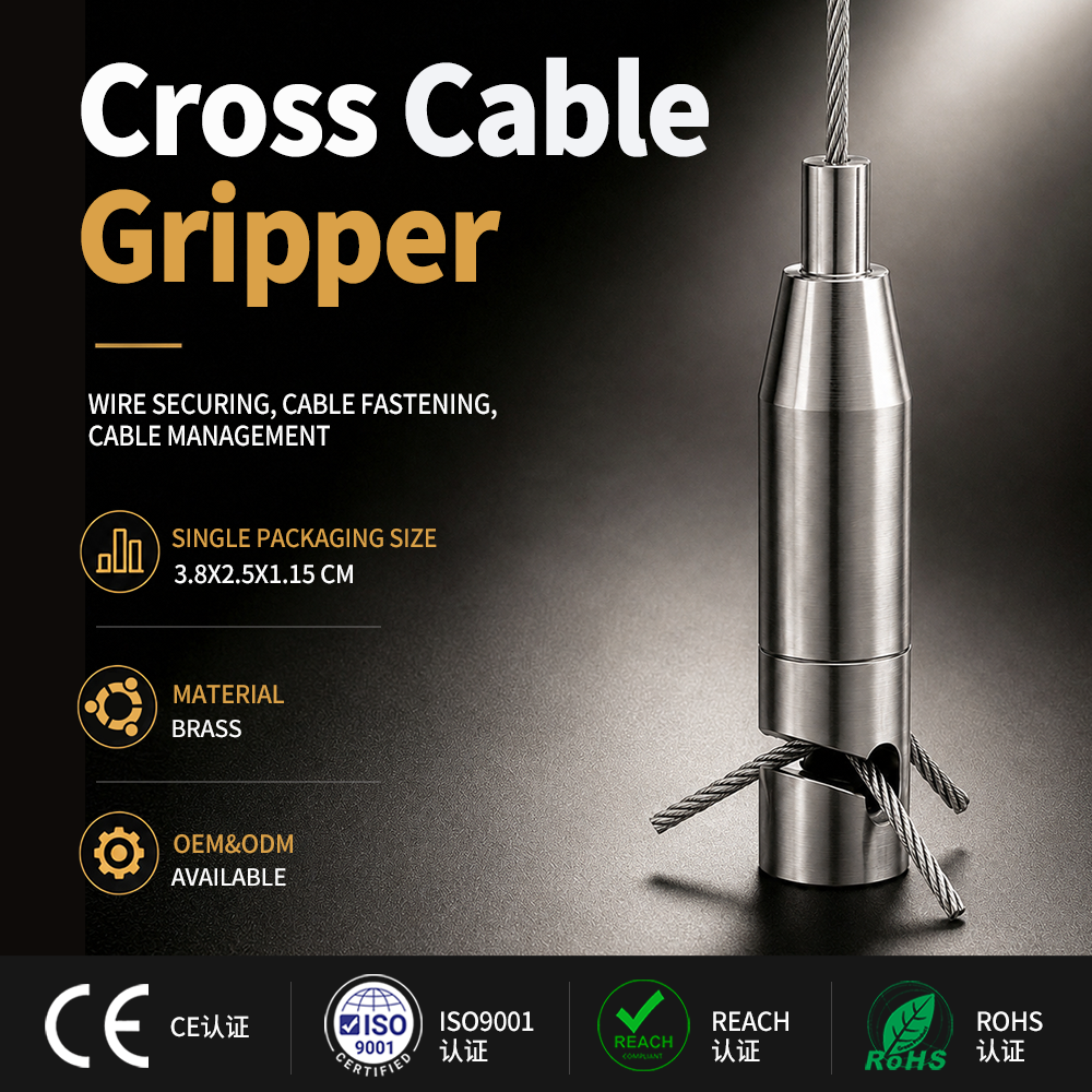 Nickel Brass Cable Gripper Bifurcated Wire Rope Clip for Lighting Potted Cable Grippers