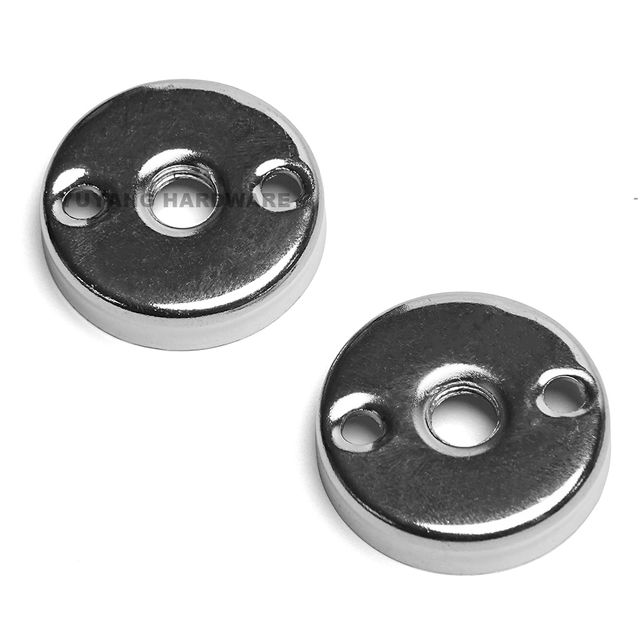 M8 Female Thread Round Flange Mount Base 2 Holes Chrome Plated Metal