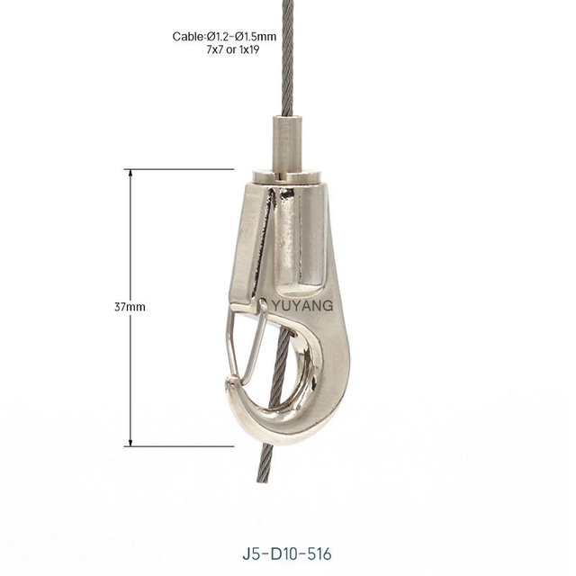 Stainless Steel Iron Hanging Suspension System Wire Rope Clip Snap Hook Cable Gripper for LED Lighting CE Certified Hanging Kit