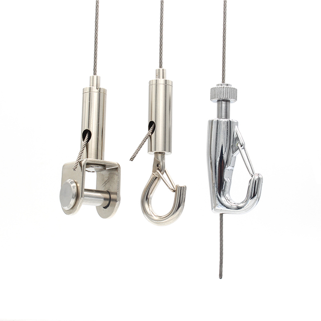Brass Wire Rope Cable Gripper Self-Locking Suspension Hook cable gripper for Gallery Lighting & Sign Hanging