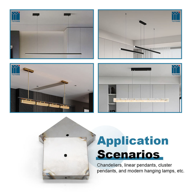 Wholesale Square Ceiling Uncoated Metal Ceiling Canopy Custom Color Square Ceiling Mounting Plate for Pendants