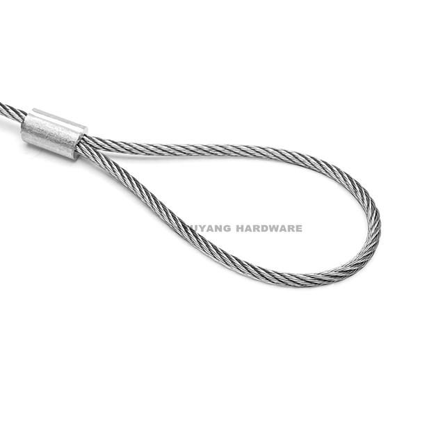 Stainless Steel Wire Rope Loop with Aluminum Crimp Sleeve Safety Cable for Light Fixture