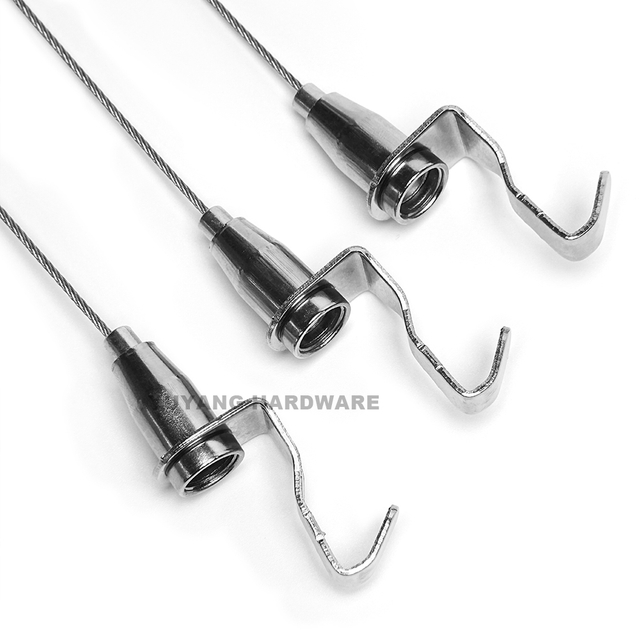 Adjustable Cable Gripper with J Hook Wire Rope Suspension Hook for Light & Sign Hanging