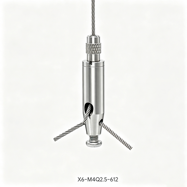 3-way Brass Cable Gripper M4 Wire Rope Lock Adjustable Suspension Fitting for LED Panel Light